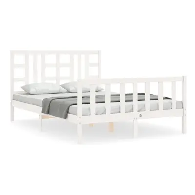 (white, x cm) vidaXL Bed Frame Platform Bed with Headboard Black Small Double Solid Wood