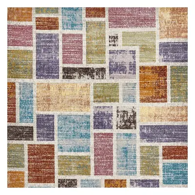 16th Avenue Multi-coloured Block Hallway Runner Rug 37A Geometric Powerloomed Vibrant Mats 60x23