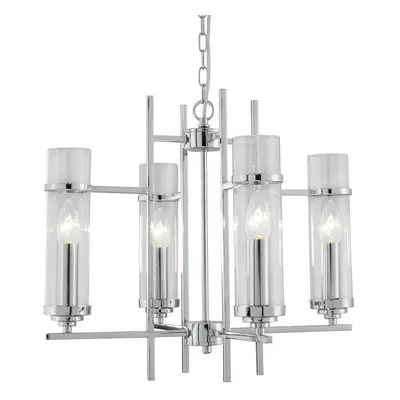 Modern Chrome Ceiling Pendant With Clear Cylinder Glass