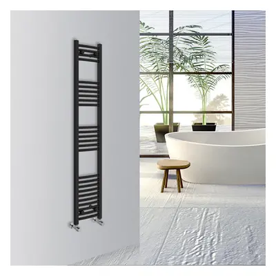 (Black, 1600x300mm) Warmehaus Curved Bathroom Heated Towel Rail Warmer Radiator Central Heating