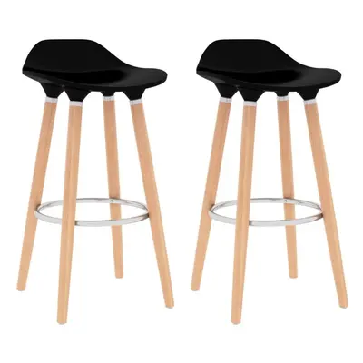 vidaXL 2x Bar Chairs Black Wooden Bistro Cafe Pub Stools Counter High Seats