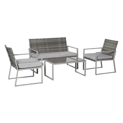 Outsunny 4PCS Outdoor Patio PE Rattan Wicker Sofa Chaise Lounge Furniture Set