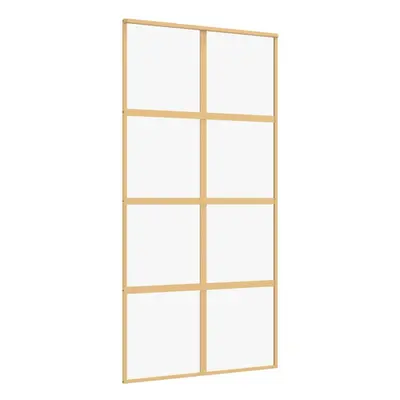 (gold, 102.5 x cm/transparent) vidaXL Sliding Door Inner Glass Door Sliding Barn Door Aluminium 