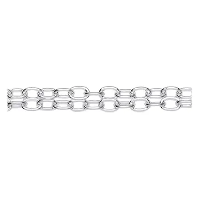 Jewelco London Ladies Rhodium Plated Sterling Silver Double Strand Oval Belcher Rolo Chain Brace