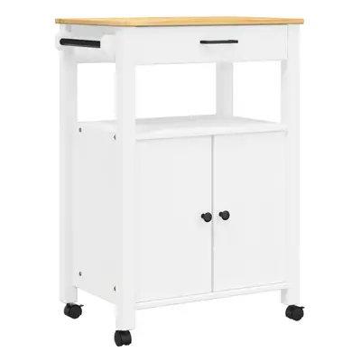 (white, x x cm) vidaXL Kitchen Trolley Rolling Cart Storage Cart Trolley MONZA Solid Wood Pine