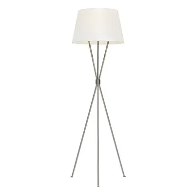 Floor Lamp White Shade Highly Polished Nickel Finish LED E27 60W Bulb