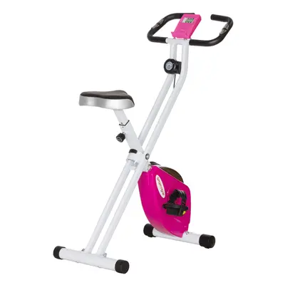 SPORTNOW Folding Exercise Bike with Heart-Rate Sensor for Home Use, Pink/White