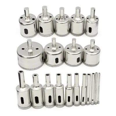 20Pcs Diamond Coated Core Drill Bit Set 3-50mm Hole Saw Cutter for Glass Marble Granite