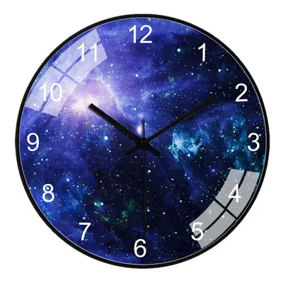 (Black B) Inch/30cm Star Space Galaxy Wall Clock Silent Living Room Bedroom Creative Hanging Clo