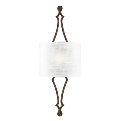 Wall Light Hidden Lamp White Linen Shade Distressed Gold LeafLED E27 60W