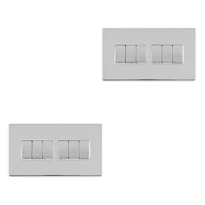 2 PACK Gang Multi Light Switch SCREWLESS POLISHED CHROME Way 10A Rocker