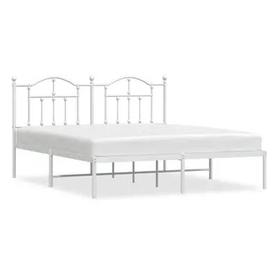 (white, x 213/with headboard) vidaXL Metal Bed Frame Bedroom Platform Bed Base Bedstead Mattress