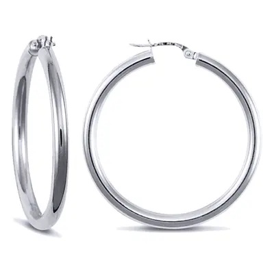 Jewelco London Sterling Silver Polished Hoop Earrings - 3mm - 3.5cm - AER006D