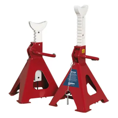 PAIR Tonne Auto Rise Ratchet Axle Stands - Cast Support Post - 620mm Height