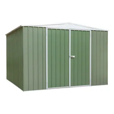 Galvanised Steel Metal Garden/Outdoor/Storage Shed, 10FT x 10FT, Apex Style Roof - Green - DG116