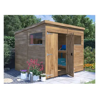 Dunster House Wooden Garden Shed 2.4m x 2.4m Outdoor Storage Building Overlord with Pent Roof an