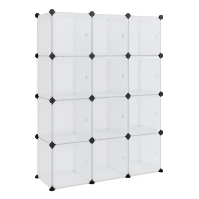 (transparent and white, x 31.5 x 123.5 cm) vidaXL Storage Cube Organiser PP Shoe Rack Room Divid