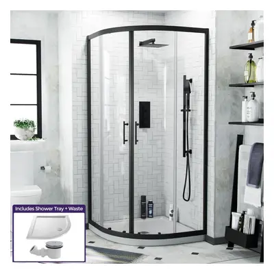 Saturn Black Framed Quadrant x Corner Shower Enclosure & Tray