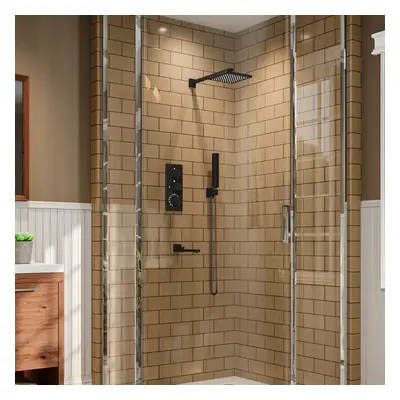 Black Way Square Concealed Thermostatic Shower Mixer Set