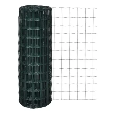 vidaXL Euro Fence Panel Screen Barrier 10x1.5 m with 76x63 mm Mesh Steel Green