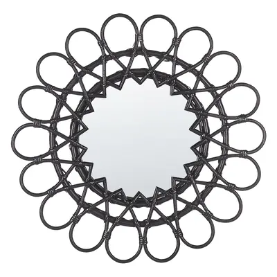 Wall Mirror BABAI Rattan Black