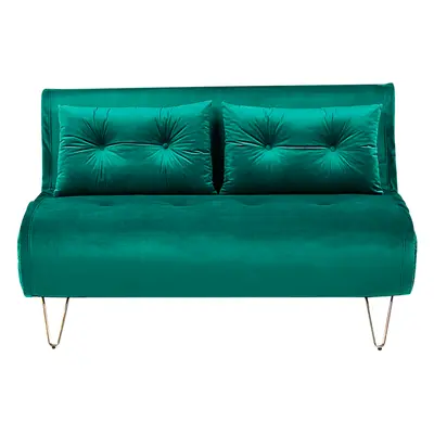 2 Seater Velvet Sofa Bed Dark Green VESTFOLD