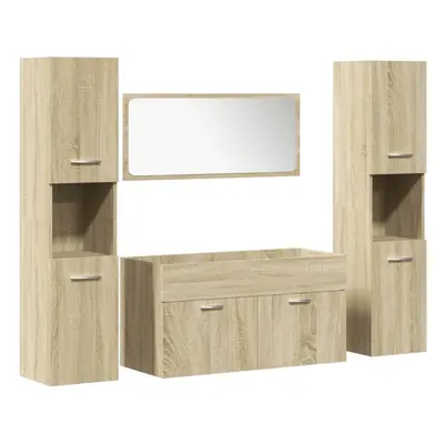 vidaXL Bathroom Furniture Set Piece Sink Cabinet Sonoma Oak Engineered Wood