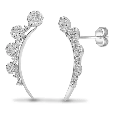 Jewelco London Solid 18ct White Gold Pave Set Round G SI1 1.27ct Diamond Climbing Cluster Drop S