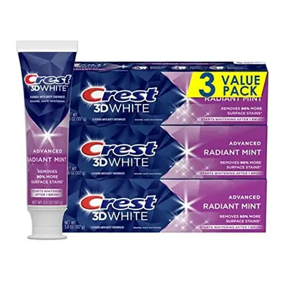 3D White, Whitening Toothpaste, Radiant Mint, 4.8 Ounce, Pack of