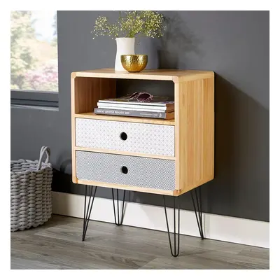 Retro Wooden Side Table or Bedside Cabinet Drawer Storage Unit Metal Legs