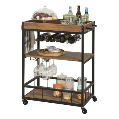 SoBuyÂ® FKW56-N, Industrial Vintage Style Kitchen Serving Trolley Wine Rack