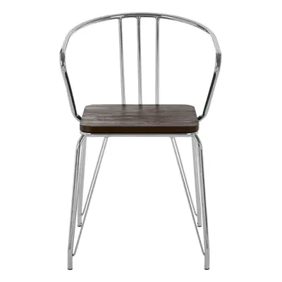 Premier Housewares District Chrome Metal and Elm Wood Arm Chair