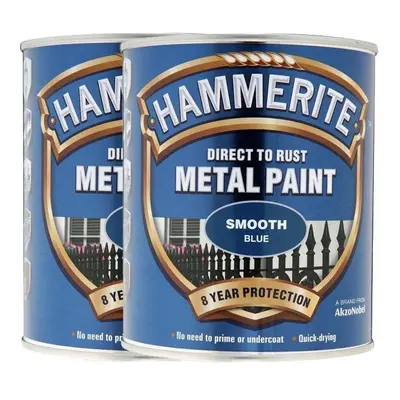 Twin Pack of Hammerite Smooth Dark Blue Metal Paint 2.5L