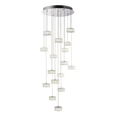 Multi Light Ceiling Pendant Bulb Chrome & Crystal Glass Chandelier Lamp