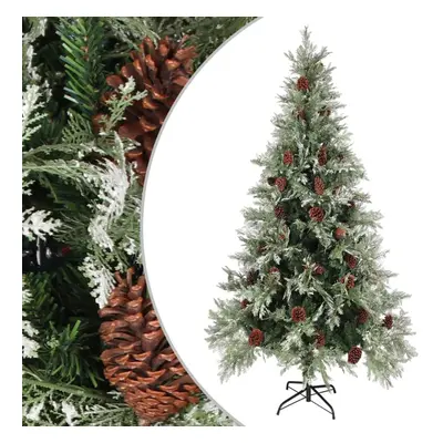 vidaXL Christmas Tree with Pine Cones Green and White cm PVC&PE Xmas Tree