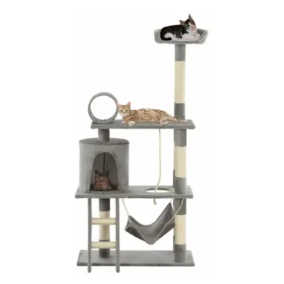 vidaXL Cat Tree with Sisal Scratching Posts 140cm Grey Kitten Furniture Tower