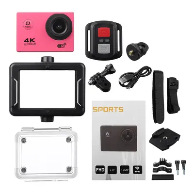 (Red) Action Camera 4K @30fps Ultra HD 16MP WiFi Camcorder Wireless Cam IPX8 Waterproof Underwat