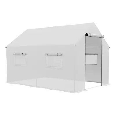 Outsunny Tunnel Greenhouse W/ UV-resistant PE Cover, Wide Door, x 3(m), White