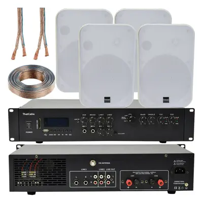 400W Bluetooth Sound System 4x White 200W Wall Speaker Channel HiFi Amplifier