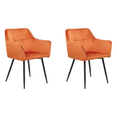 Set of Dining Chairs JASMIN Velvet Orange