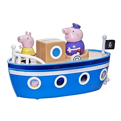 Grandpa Pig's Cabin Boat Preschool Toy: Figure, Removable Deck, Rolling Wheels, for Ages and Up,