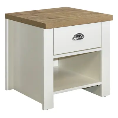 Birlea Highgate Drawer Lamp Table - Cream & Oak - Farmhouse Style