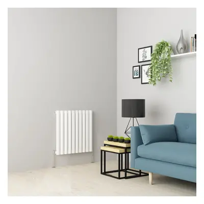 (600 x 591mm Single, White) Oval Tube Designer Radiator