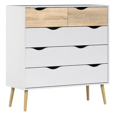 Chest of Drawers (2+3) in White and Oak