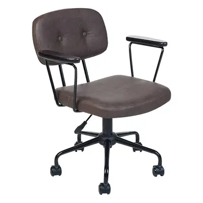 Faux Leather Desk Chair Dark Brown ALGERITA