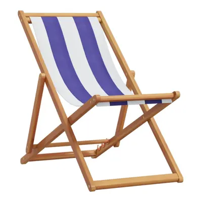 (blue and white) vidaXL Folding Beach Chair Outdoor Chair Garden Beach Fabric and Wooden Frame