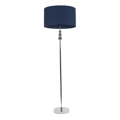 ValueLights Marissa Navy Shade Chrome Stacked Ball Floor Lamp & Bulb