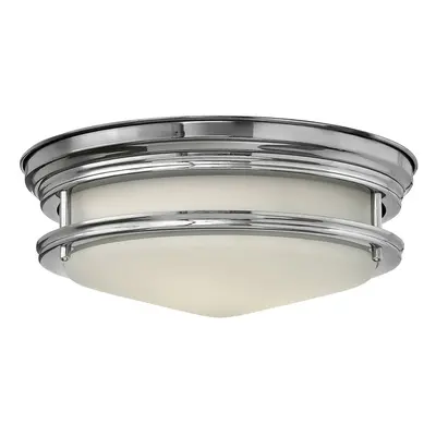 2 Bulb Flush Light Low Ceiling Opaque Glass Banded Polished Chrome LED G9 3.5W