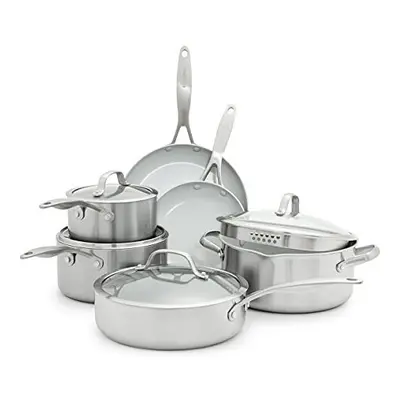 GreenPan CC000018-001 Cookware Set, Stainless Steel, Silver