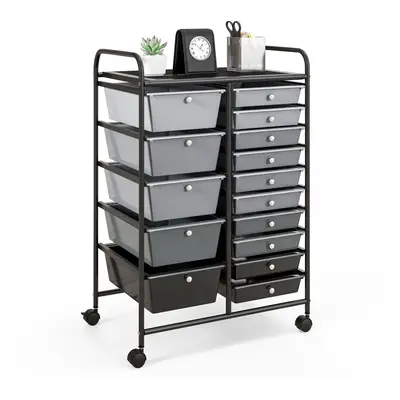 15 Drawers Storage Trolley Mobile Rolling Utility Cart Home Office Organizer